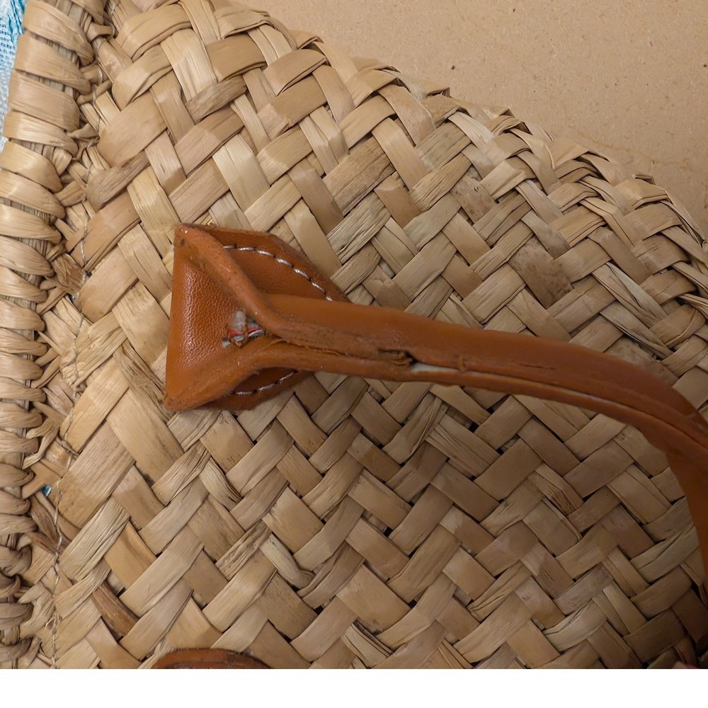 Woven Straw Mini Basket Bag Rhinestone Crystal Gingham Summer Beach Boho - Picture 8 of 8